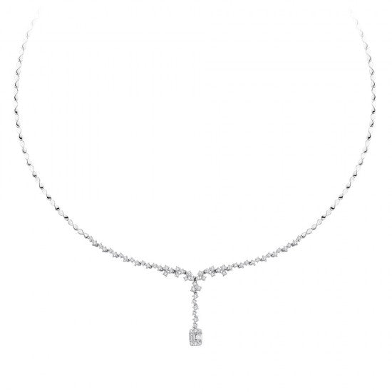 Колие от бяло злато с диаманти 1.10 карата